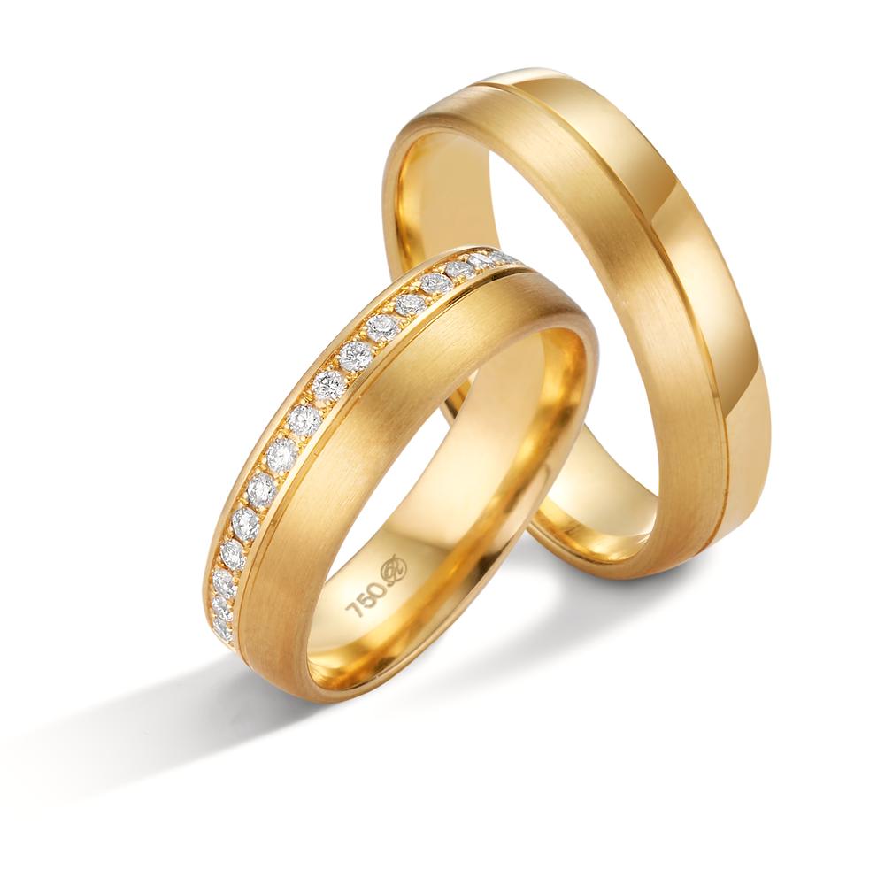 Partnerring 750/18 K Gelbgold Diamant 0.23 ct, 23 Steine, tw-si