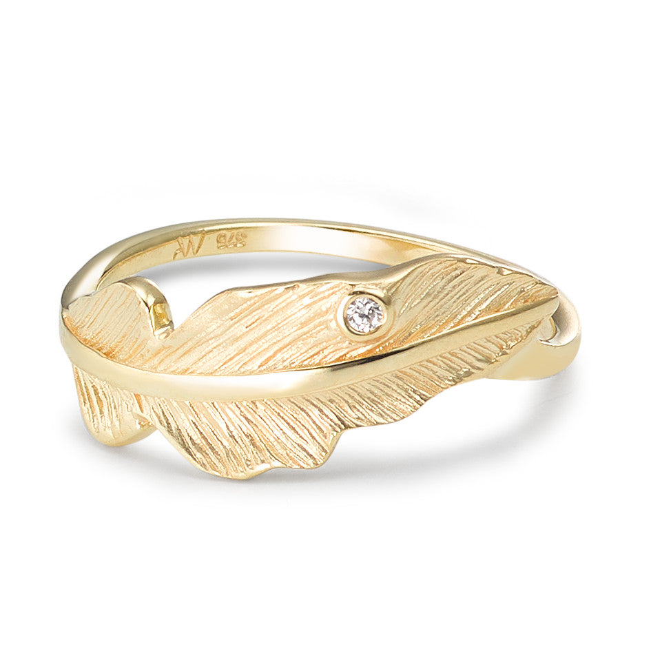 Fingerring 375/9 K Gelbgold Zirkonia Feder