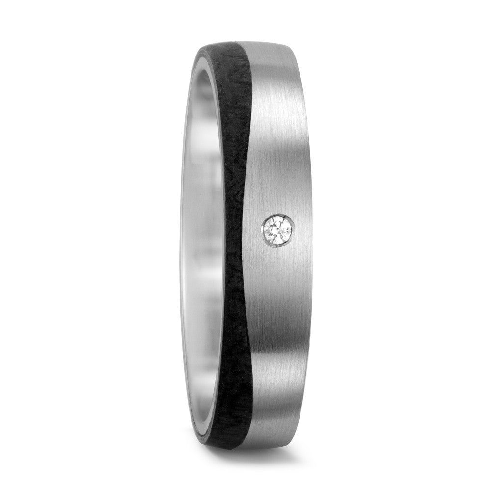 Partnerring 585/14 K Weissgold, Carbon Diamant 0.015 ct, tw-si