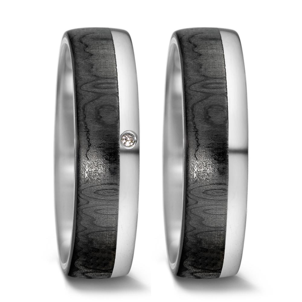 Partnerring 585/14 K Weissgold, Carbon