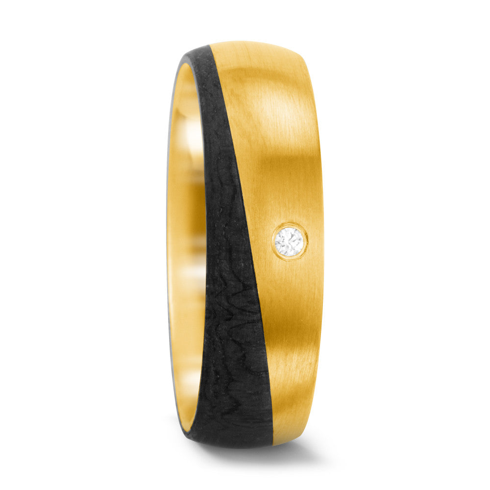 Partnerring 585/14 K Gelbgold, Carbon Diamant 0.015 ct, tw-si