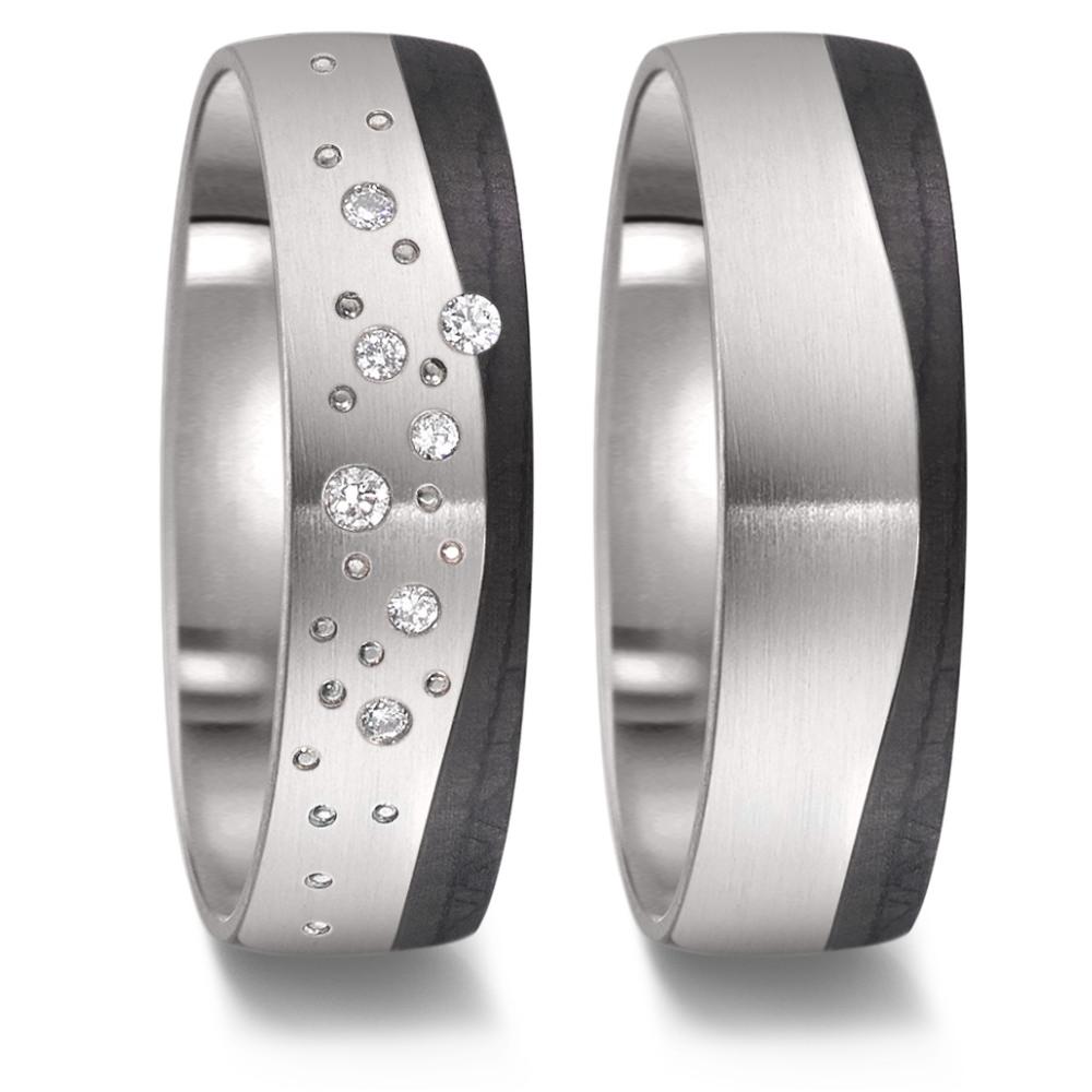 Partnerring Titan, Carbon Diamant 0.043 ct, 7 Steine, w-si