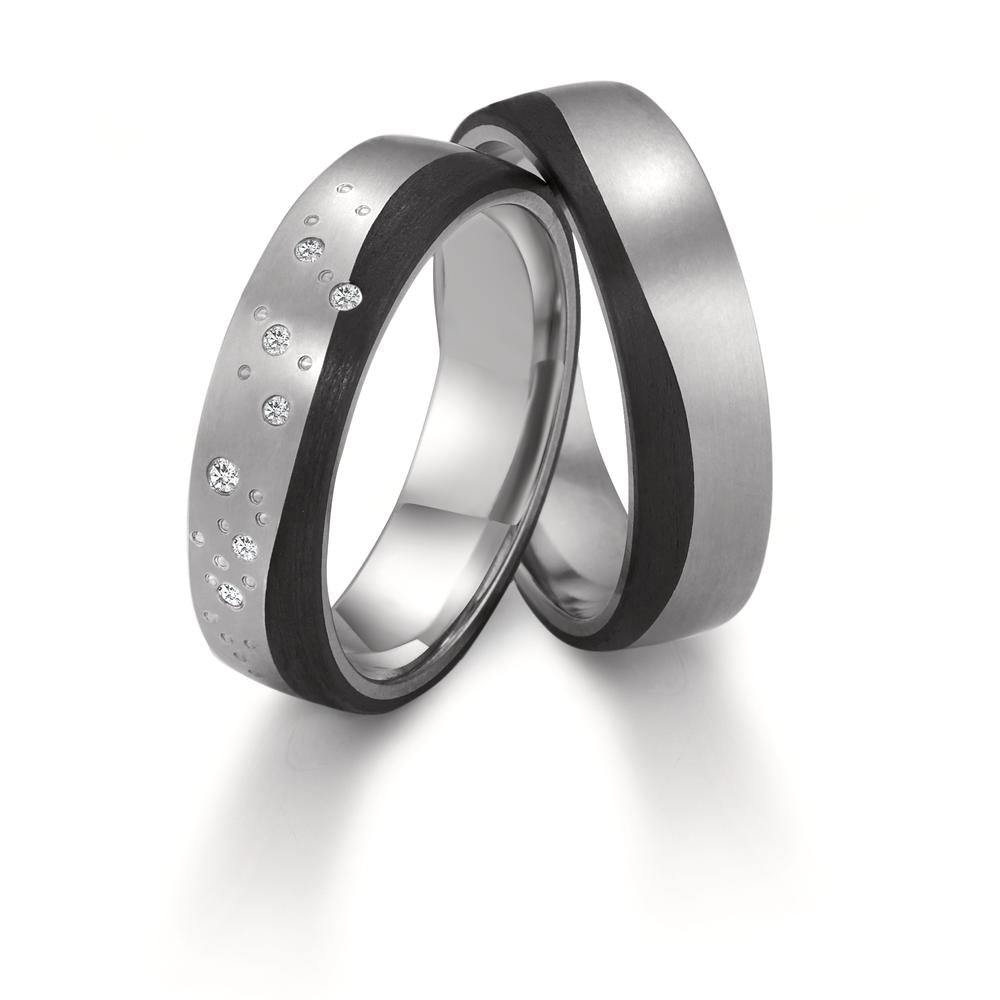 Partnerring Titan, Carbon Diamant 0.043 ct, 7 Steine, w-si