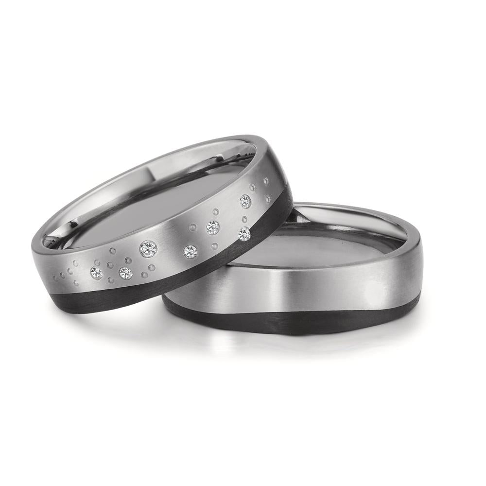 Partnerring Titan, Carbon Diamant 0.043 ct, 7 Steine, w-si