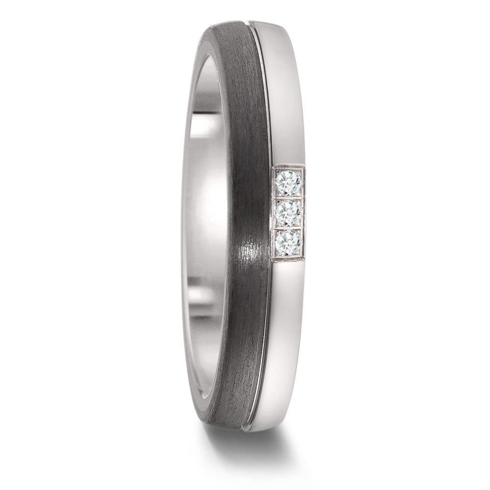 Partnerring Titan, Carbon Diamant 0.03 ct, 3 Steine, w-si