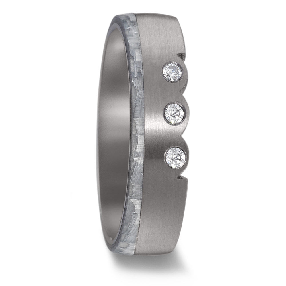 Partnerring, Tantal mit Grey Carbon und Diamant 0.06 ct