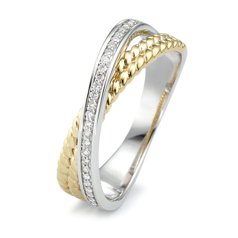 Fingerring 375/9 K Gelbgold Diamant 0.08 ct, 27 Steine, w-si