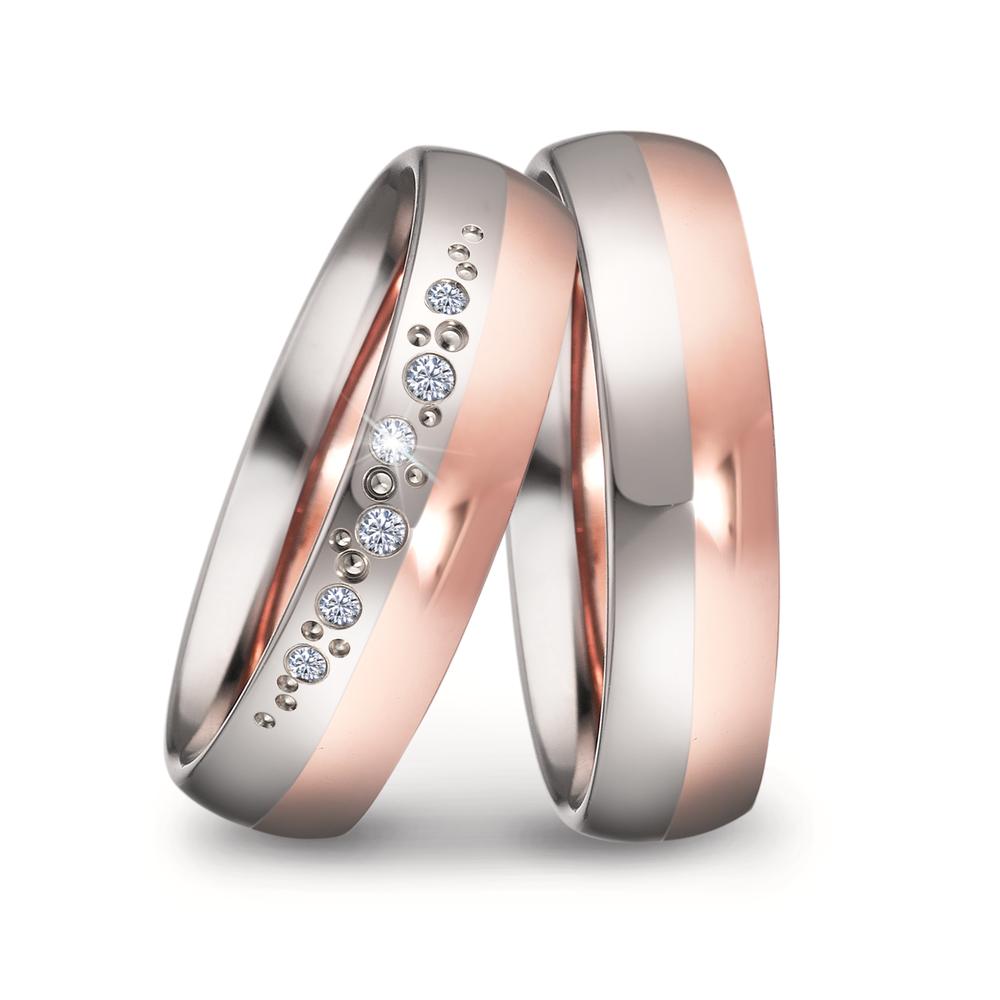 Partnerring 750/18 K Weissgold, 750/18 K Rosegold