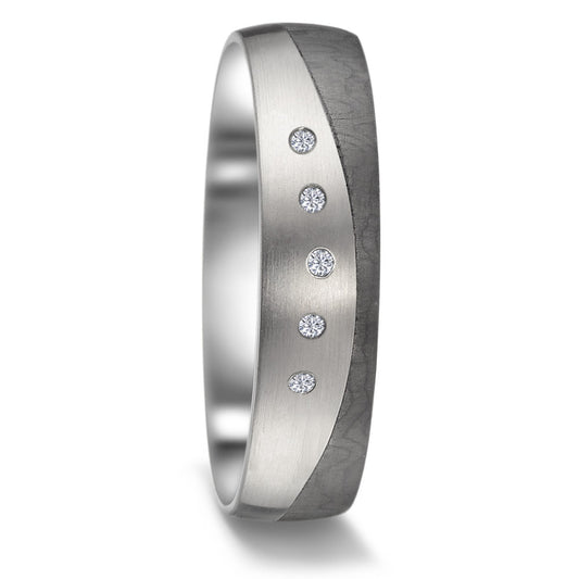 Partnerring Titan, Carbon Diamant 0.025 ct, 5 Steine, w-si