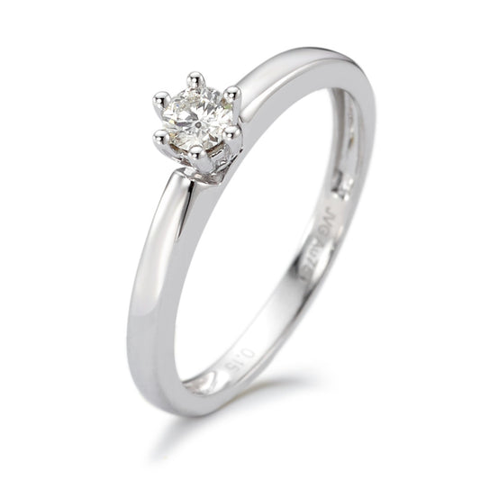 Solitär Ring 750/18 K Weissgold Diamant 0.15 ct, w-si