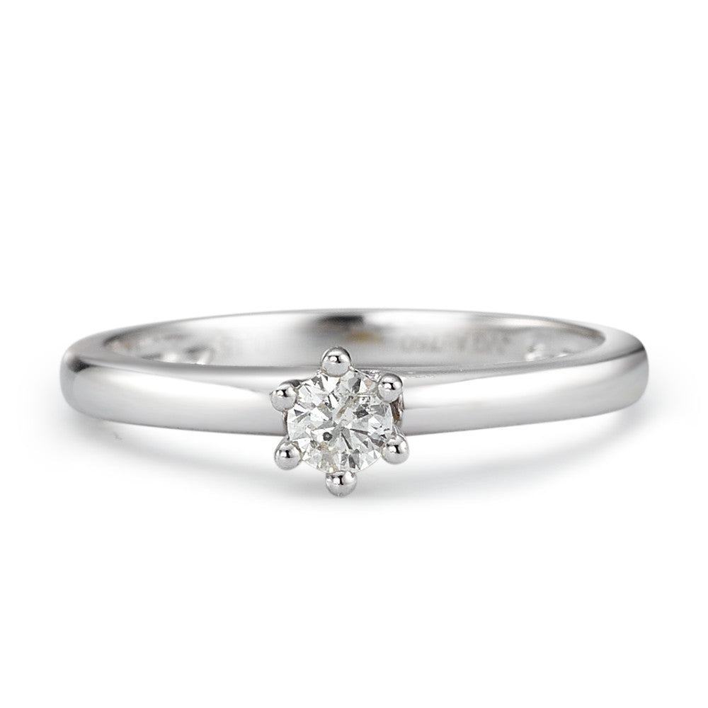 Solitär Ring 750/18 K Weissgold Diamant 0.15 ct, w-si