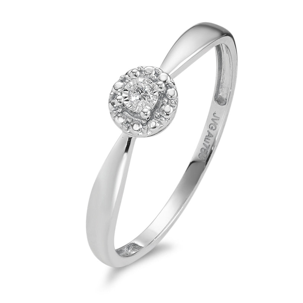 Solitär Ring 750/18 K Weissgold Diamant 0.02 ct, w-si