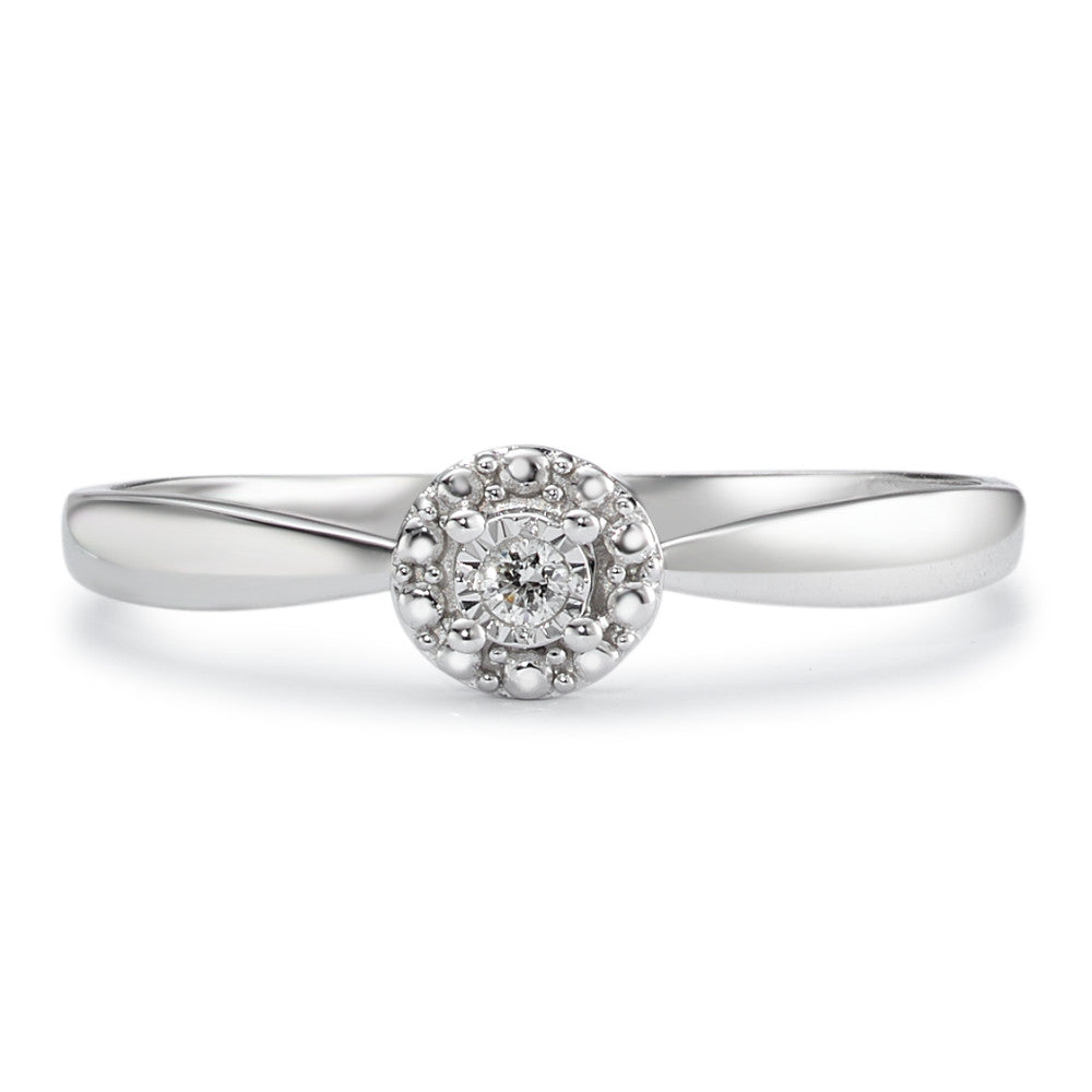 Solitär Ring 750/18 K Weissgold Diamant 0.02 ct, w-si