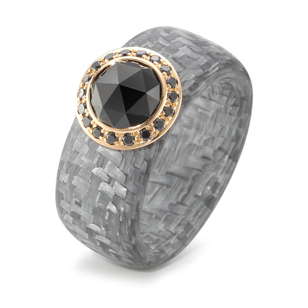 Fingerring 750/18 K Rosegold, Carbon Diamant 1.70 ct