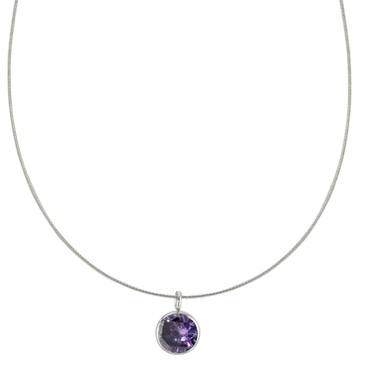 Collier Edelstahl Zirkonia violett