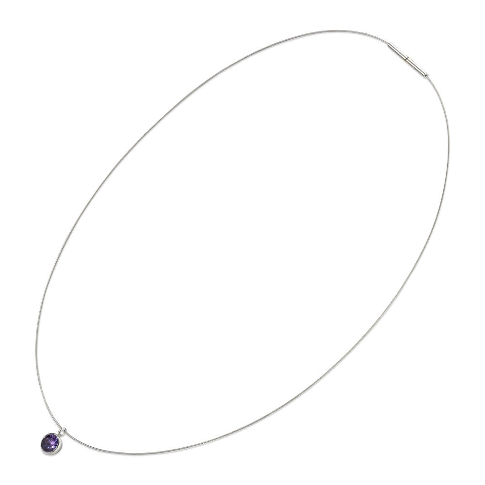 Collier Edelstahl Zirkonia violett