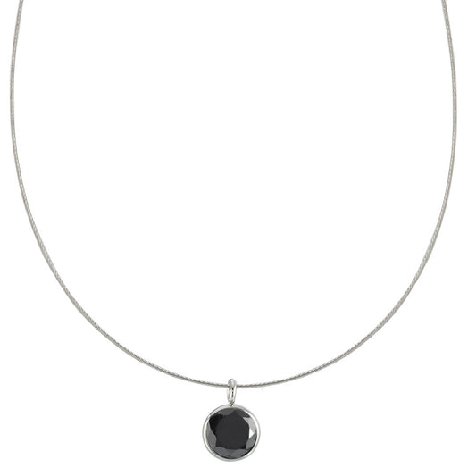 Collier Edelstahl Zirkonia schwarz