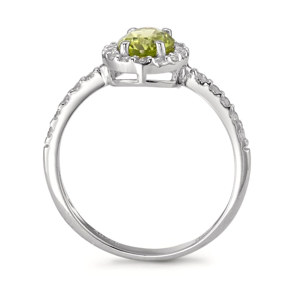 Fingerring 750/18 K Weissgold Peridot, Zirkonia weiss Ø10 mm