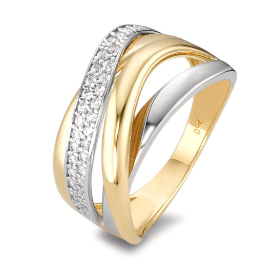 Fingerring 750/18 K Gelbgold, 750/18 K Weissgold Zirkonia