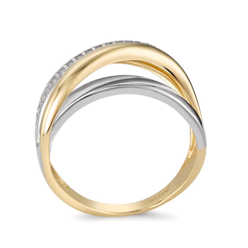 Fingerring 750/18 K Gelbgold, 750/18 K Weissgold Zirkonia