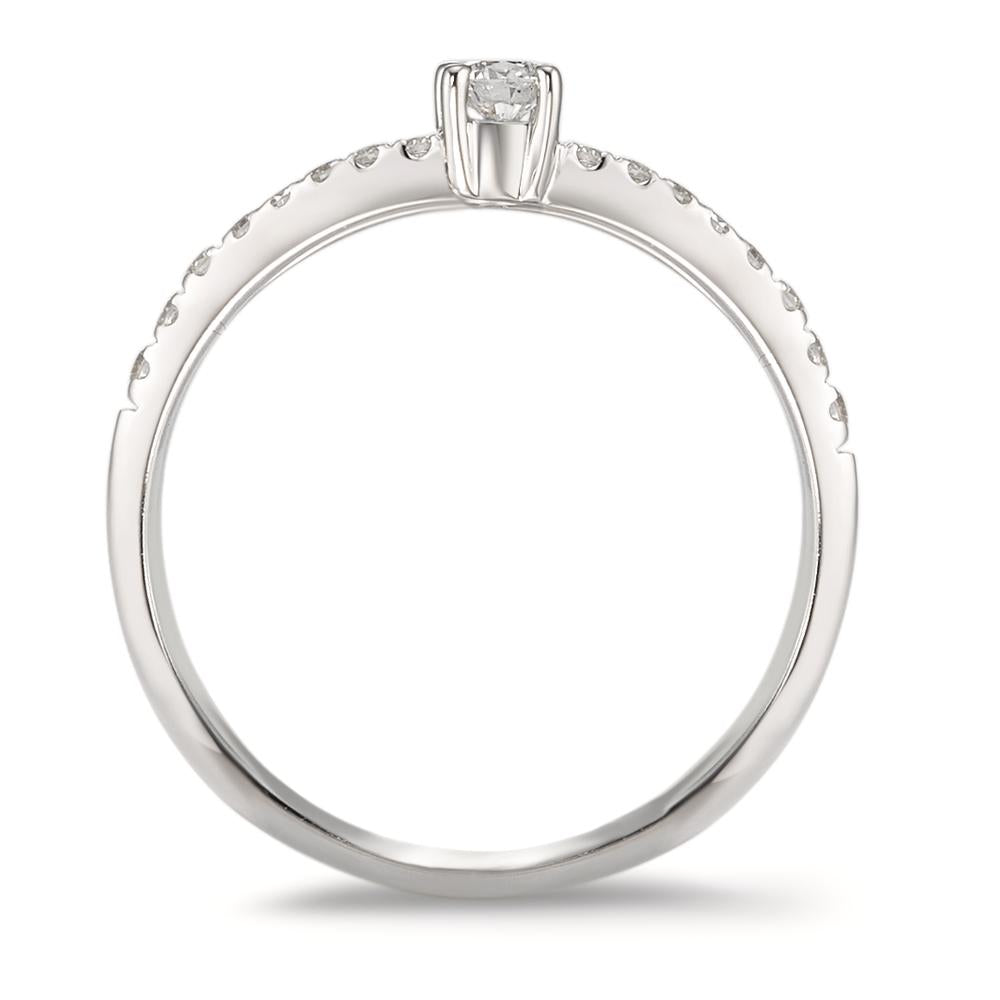 Fingerring 750/18 K Weissgold Diamant 0.09 ct, 19 Steine, w-si