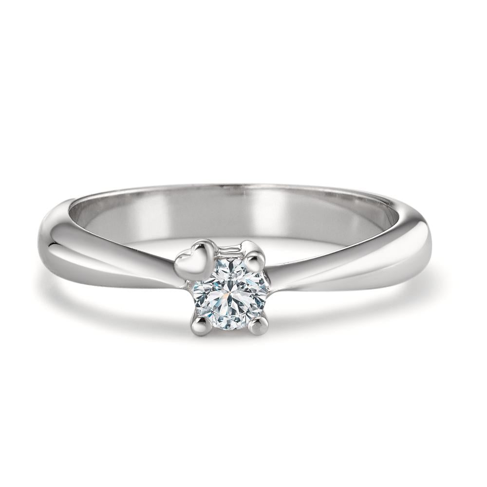 Solitär Ring 750/18 K Weissgold Diamant 0.19 ct, w-si Herz