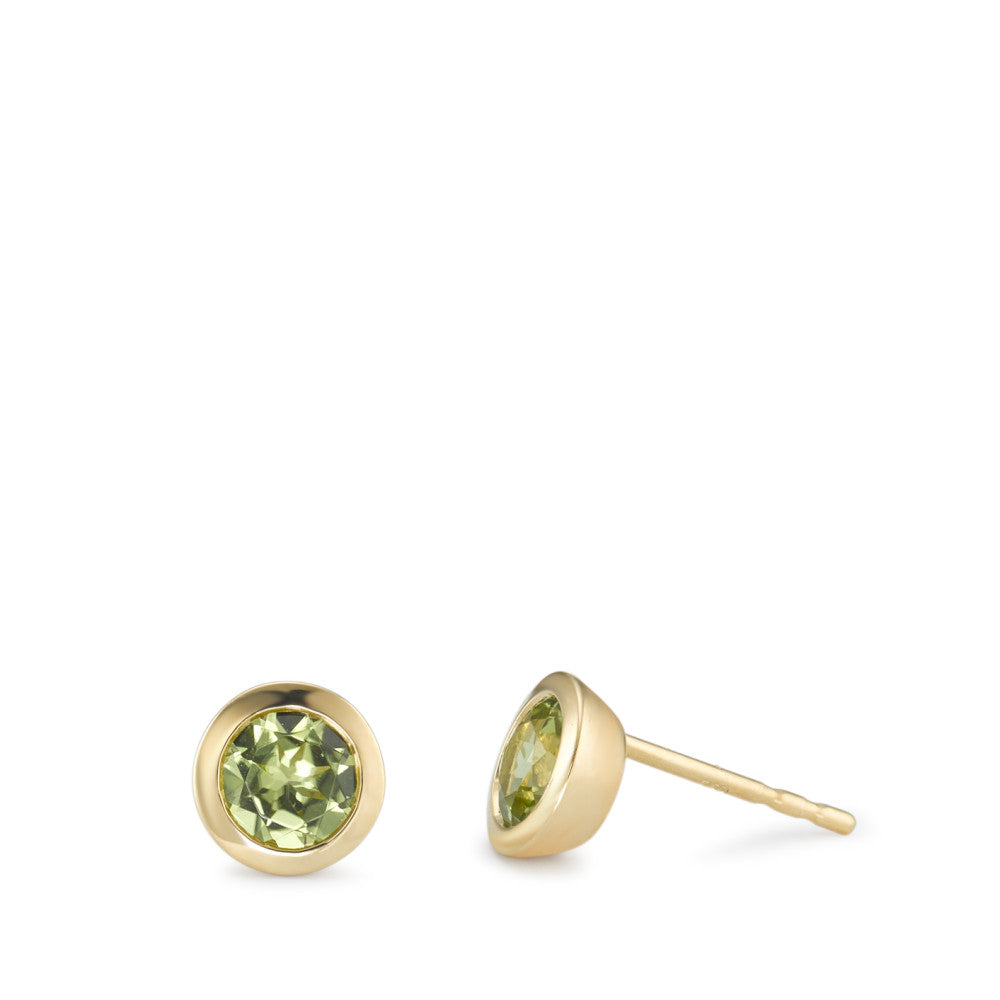 Ohrstecker 750/18 K Gelbgold Peridot 2 Steine Ø6.5 mm