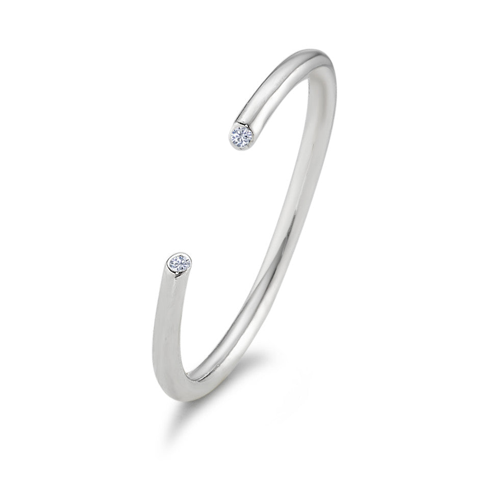 Fingerring Silber Zirkonia 2 Steine rhodiniert