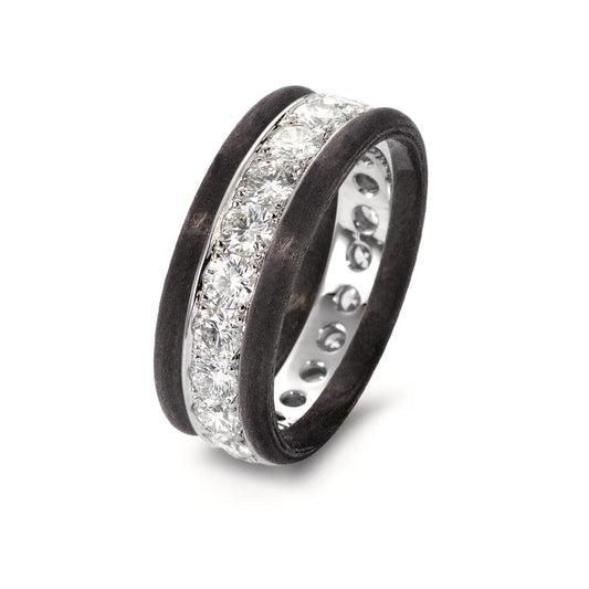 Ringset 750/18 K Weissgold, Carbon Diamant 21 Steine, w-si