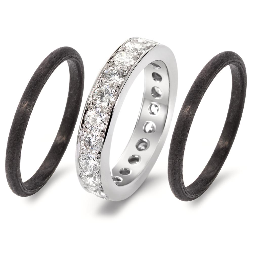 Ringset 750/18 K Weissgold, Carbon Diamant 21 Steine, w-si