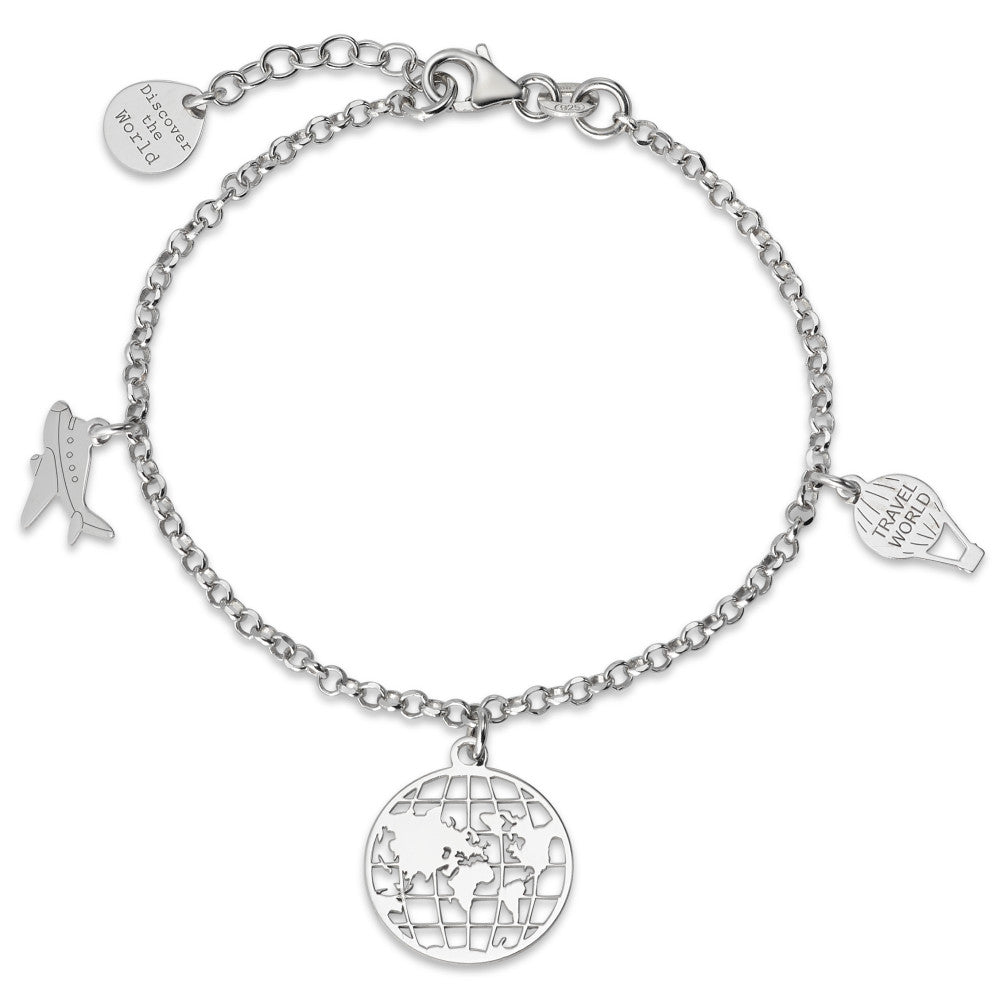 Armband Silber rhodiniert Weltkugel verstellbar