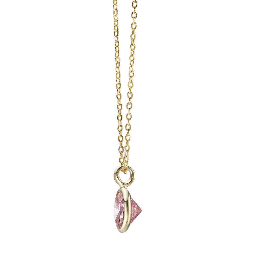 Collier 585/14 K Gelbgold Zirkonia rosa verstellbar