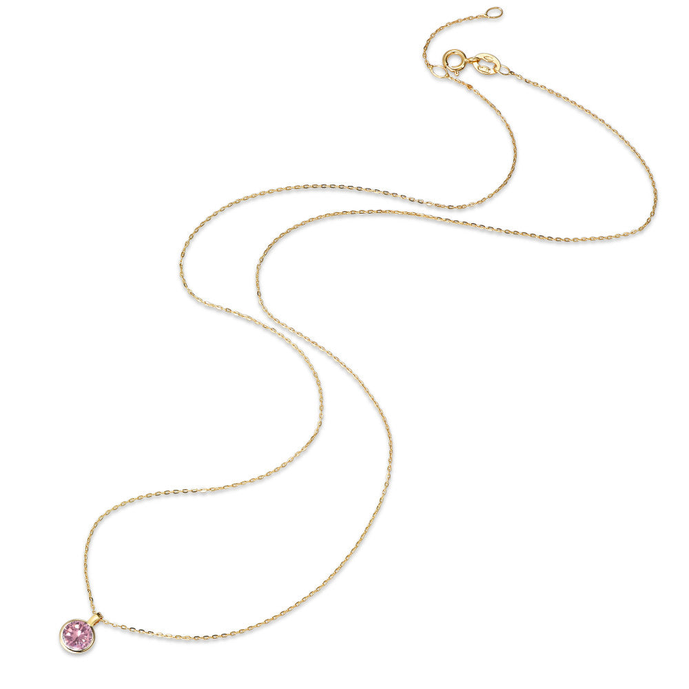 Collier 585/14 K Gelbgold Zirkonia rosa verstellbar