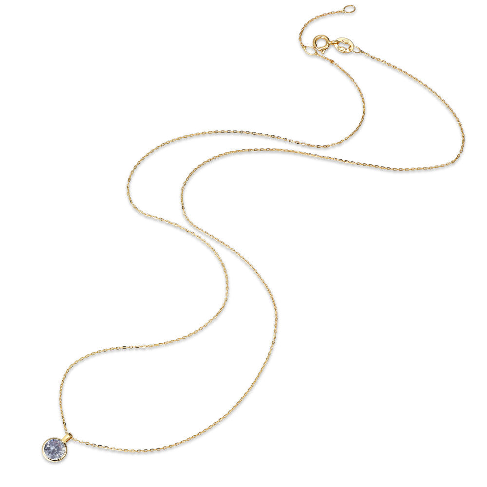 Collier 585/14 K Gelbgold Zirkonia lila verstellbar