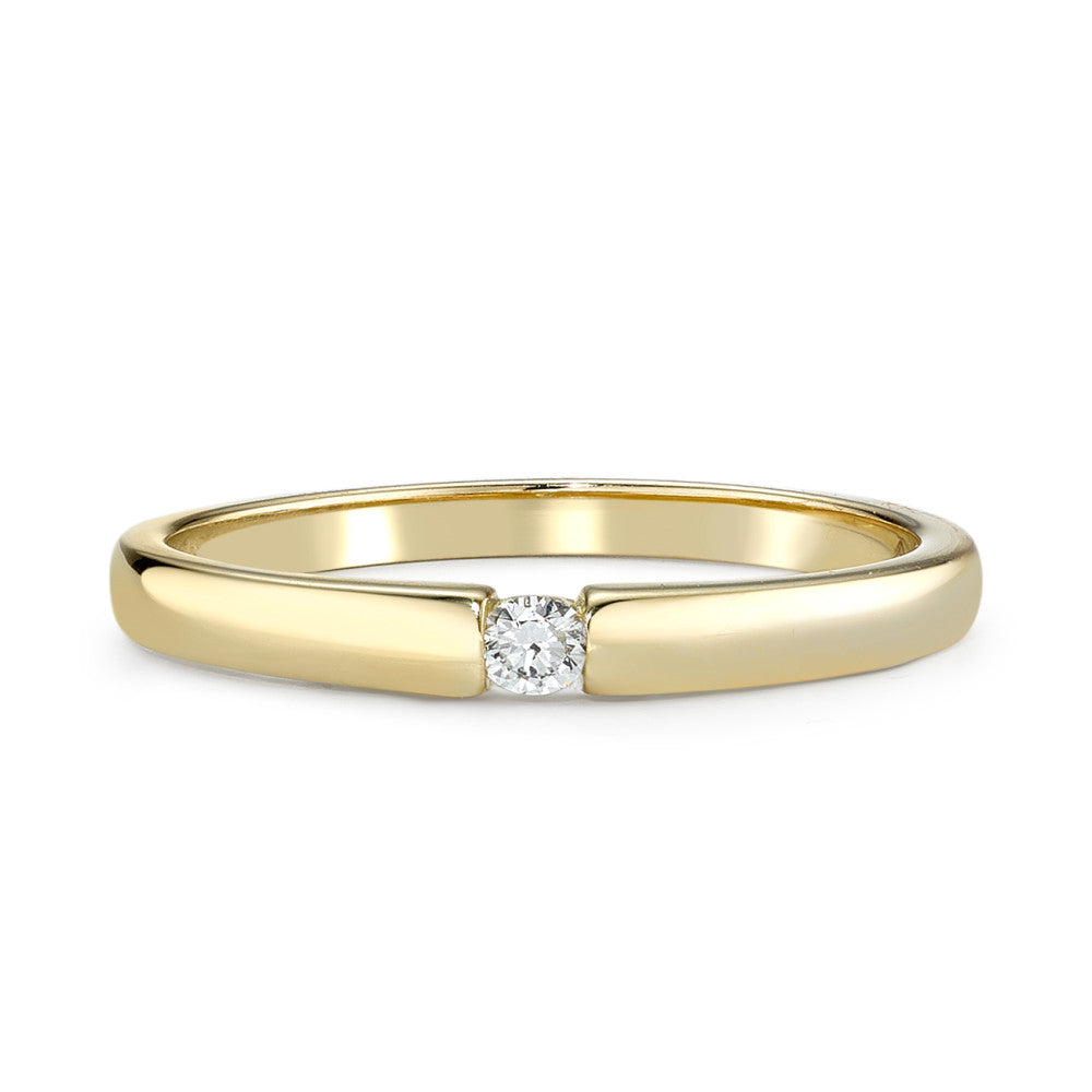 Solitär Ring 585/14 K Gelbgold Diamant 0.03 ct, w-si