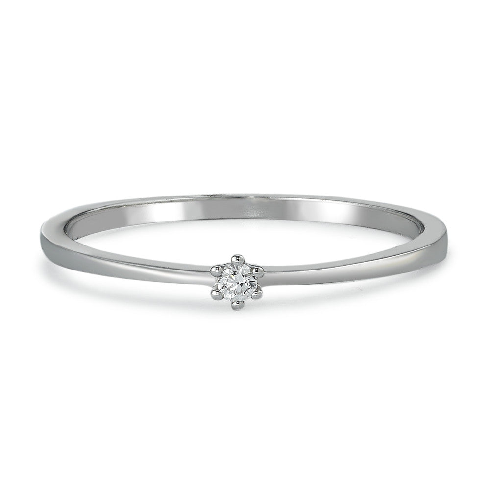 Solitär Ring 585/14 K Weissgold Diamant 0.03 ct, w-si