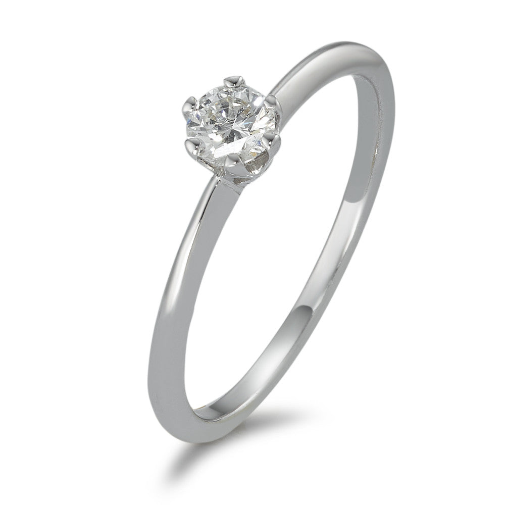 Solitär Ring 585/14 K Weissgold Diamant 0.20 ct, w-si