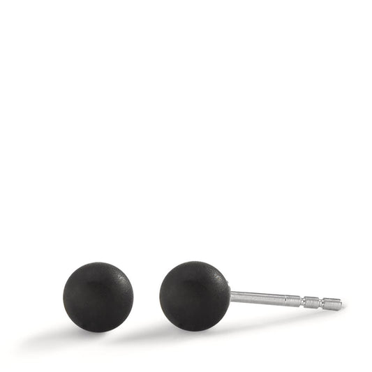 Ohrstecker Globe Ø5mm aus Carbon und Edelstahl, Stift und Verschluss aus Edelstahl