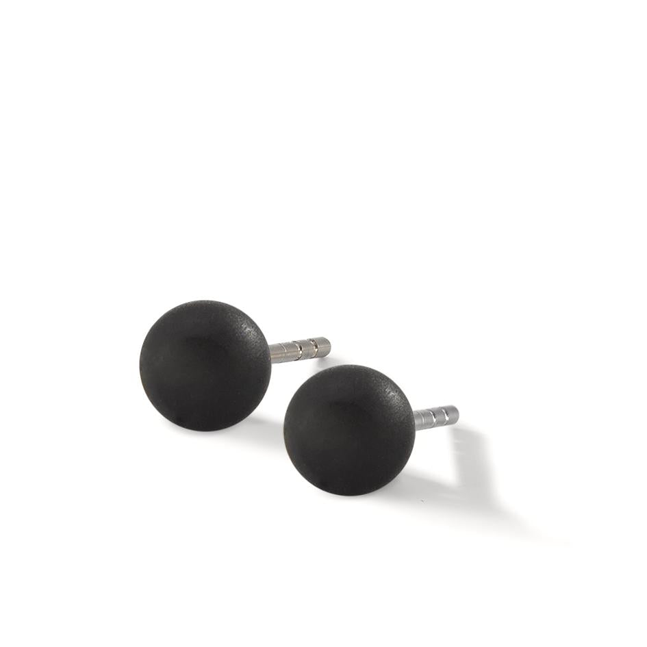 Ohrstecker Globe Ø6mm aus Carbon und Edelstahl, Stift und Verschluss aus Edelstahl