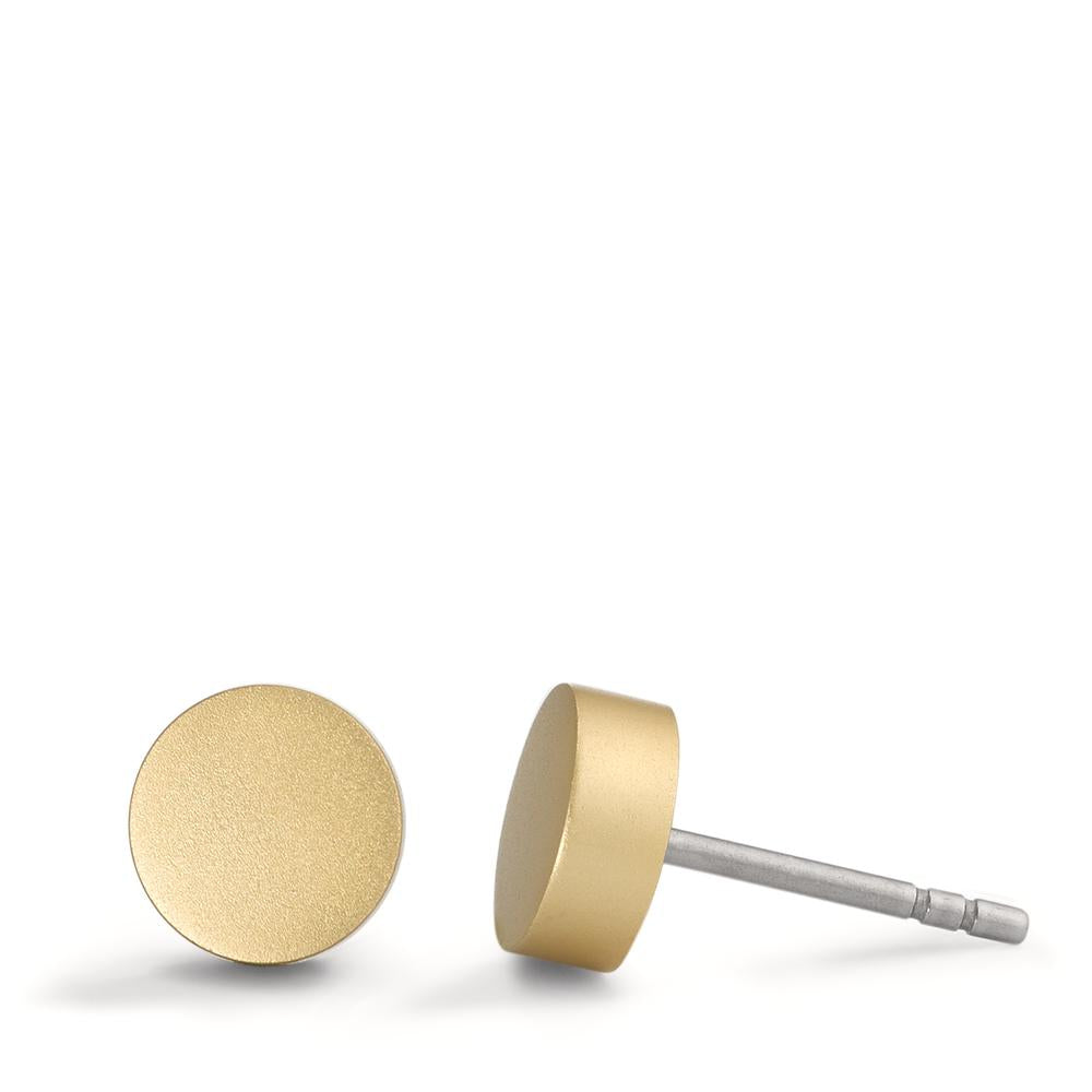 Ohrstecker Disc Ø7mm aus Aluminium in Light Gold, Stift und Verschluss aus Edelstahl