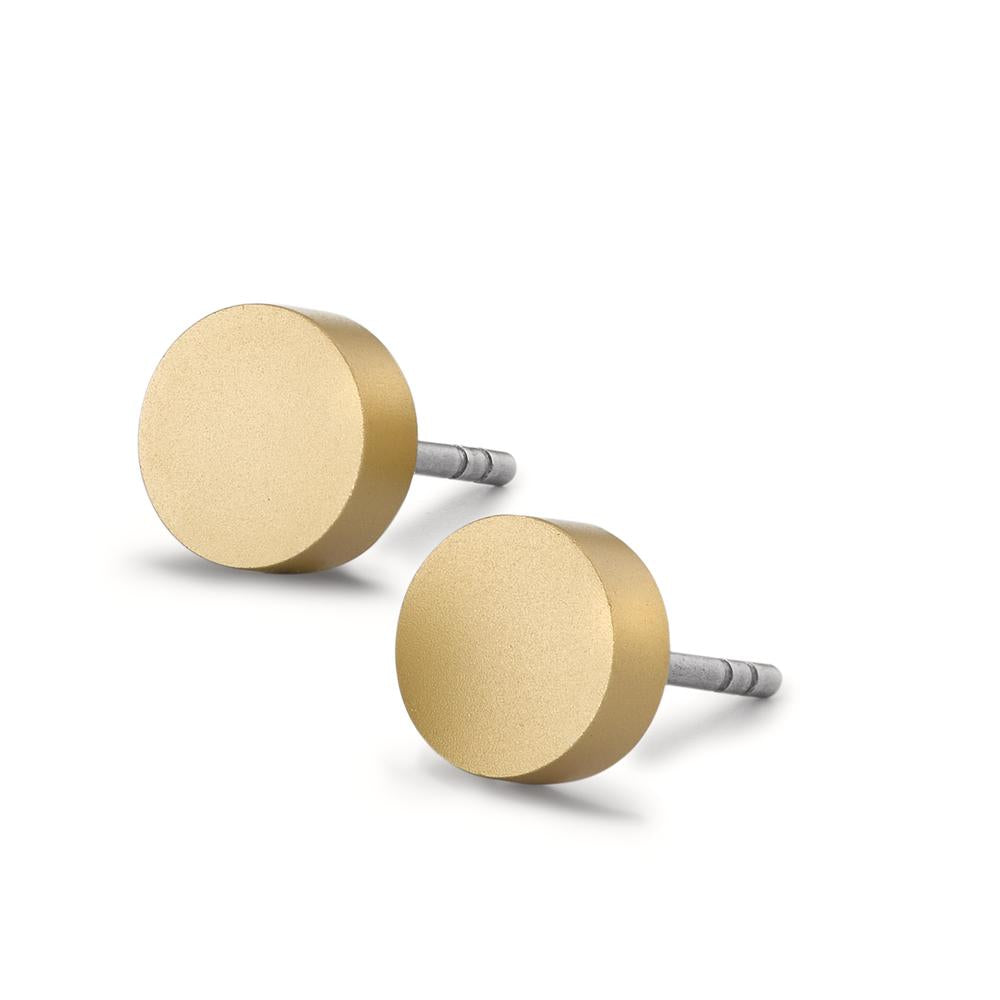 Ohrstecker Disc Ø7mm aus Aluminium in Light Gold, Stift und Verschluss aus Edelstahl