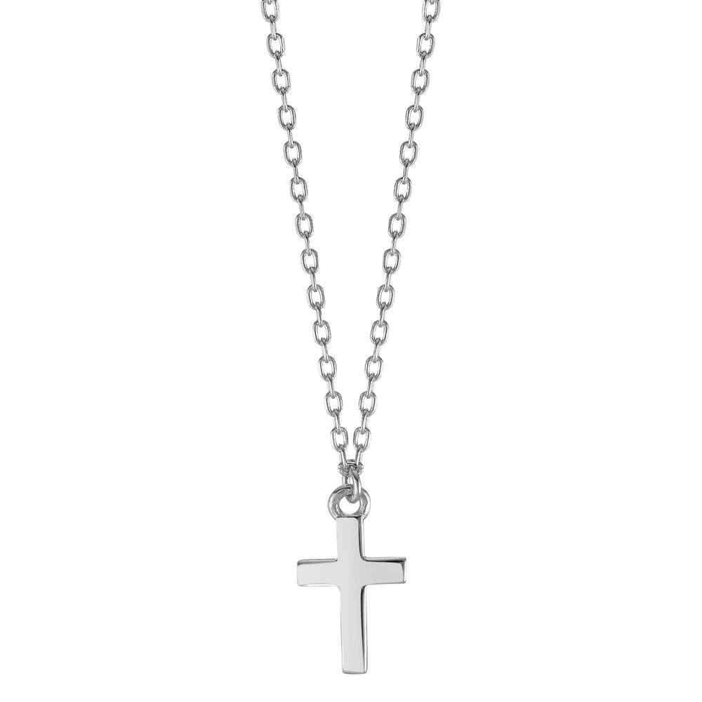 Collier Silber rhodiniert Kreuz verstellbar