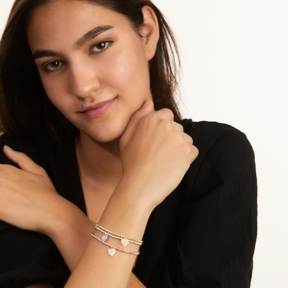 Armband Silber Zirkonia rosé vergoldet Herz verstellbar