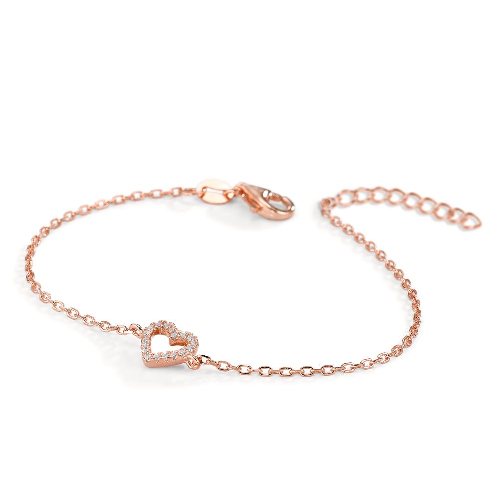 Armband Silber Zirkonia 18 Steine rosé vergoldet Herz verstellbar