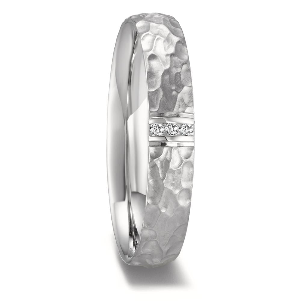 Partnerring Edelstahl Diamant 0.024 ct, 3 Steine, w-si