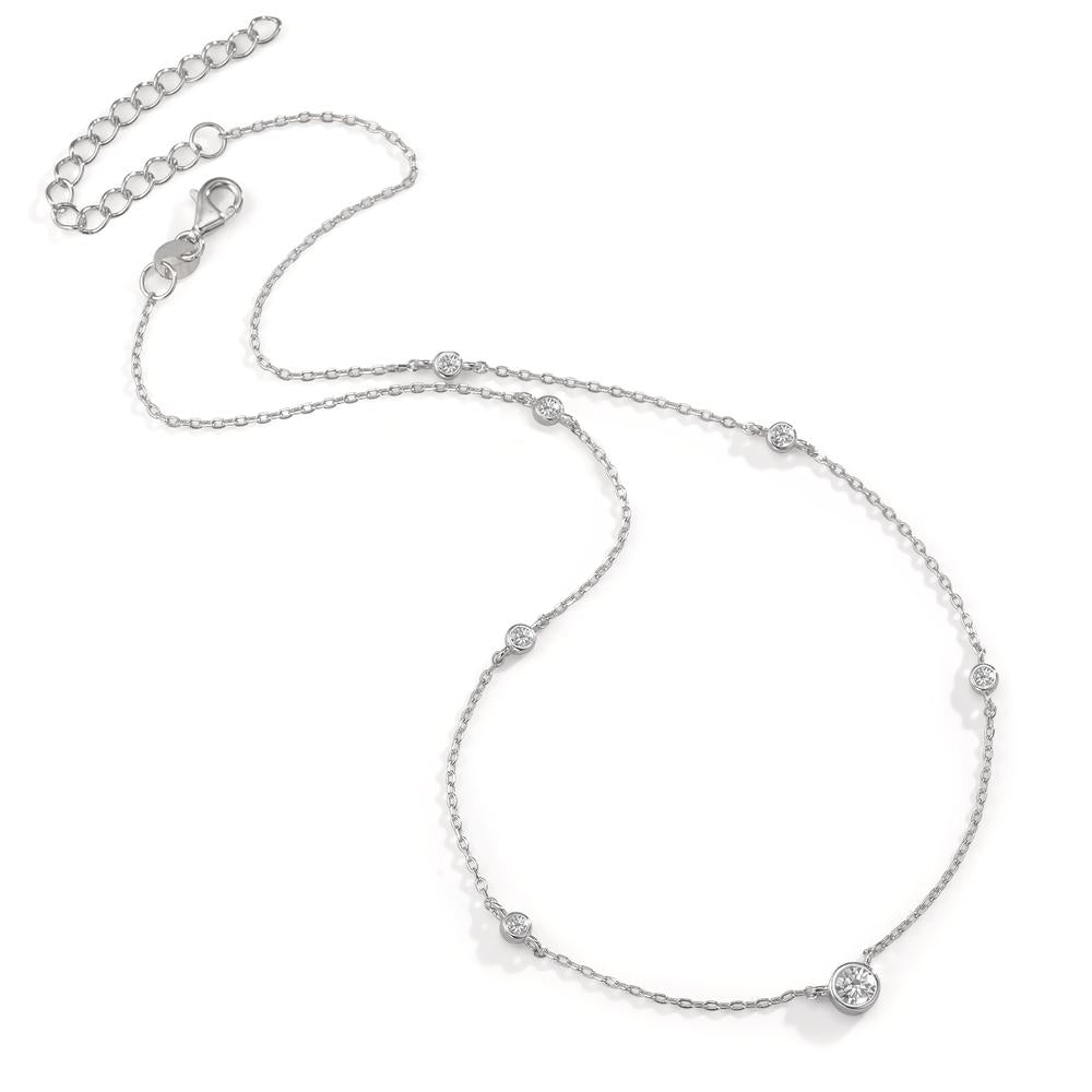 Collier Silber Zirkonia 7 Steine rhodiniert verstellbar