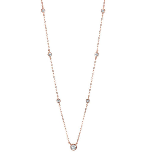 Collier Silber Zirkonia 7 Steine rosé vergoldet verstellbar