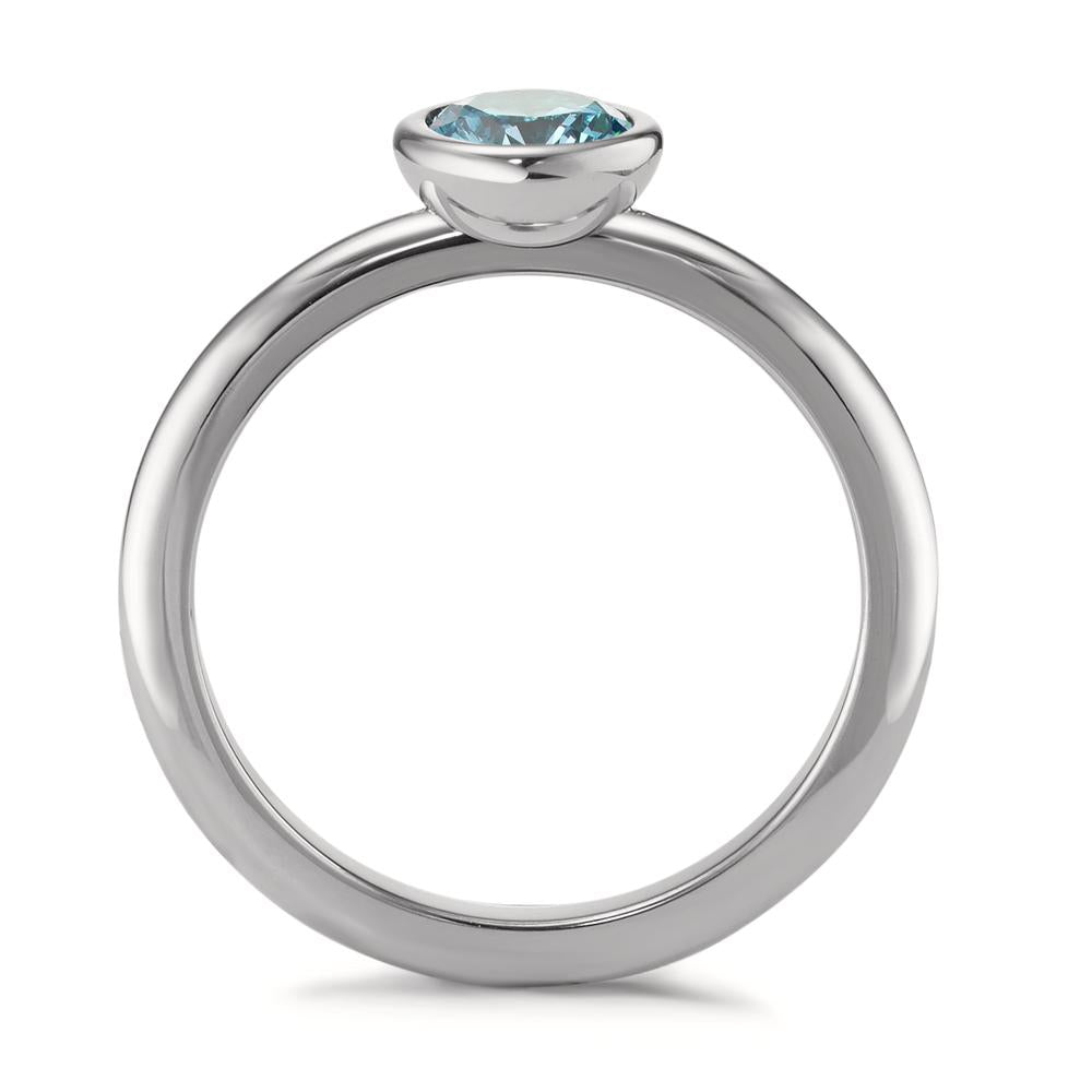 Fingerring Edelstahl Zirkonia aqua Ø7 mm