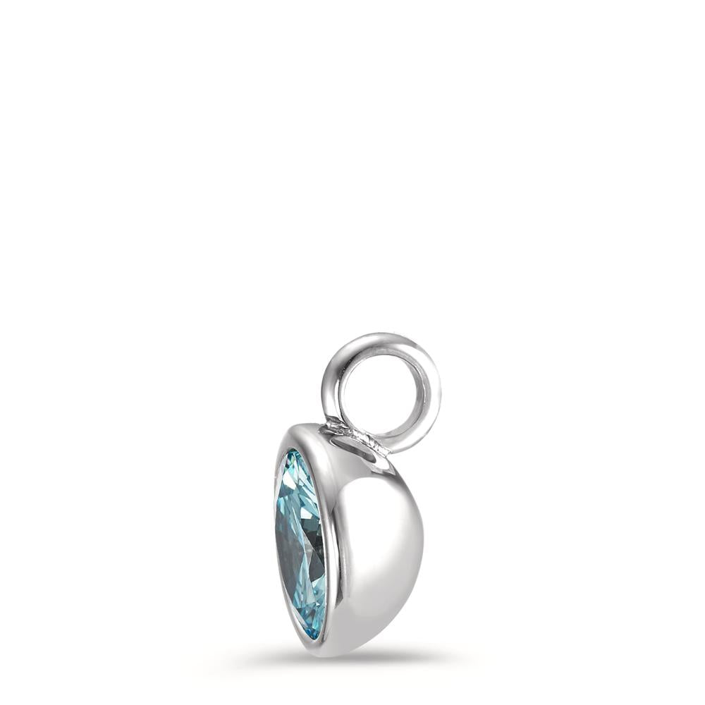 Charm-Anhänger Joy Edelstahl mit Aqua Blue Zirkonia, Ø9.5mm