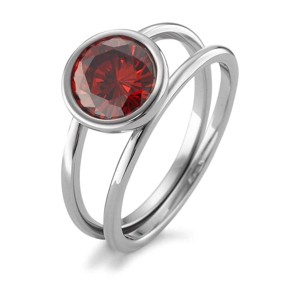 Fingerring Edelstahl Zirkonia bordeaux Ø9.5 mm